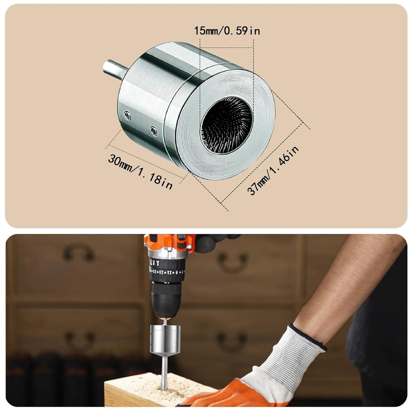Metal Copper Pipe Cleaner, 15MM Copper Tube Cleaning Deburring Tool, Plumbing Brush Drill Bit