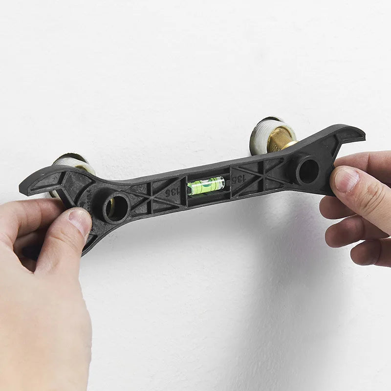 Dual-Headed Multifunctional Wrench with Integrated Level for Plumbing and Faucet Repair Tools