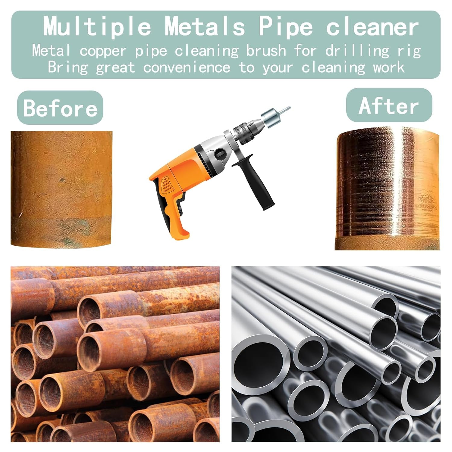 Metal Copper Pipe Cleaner, 15MM Copper Tube Cleaning Deburring Tool, Plumbing Brush Drill Bit