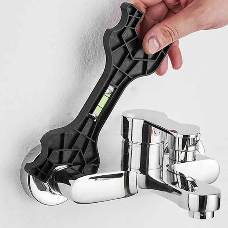 Multifunctional Dual-Headed Wrench with Integrated Level for Plumbing Repairs and Household Faucet Maintenance