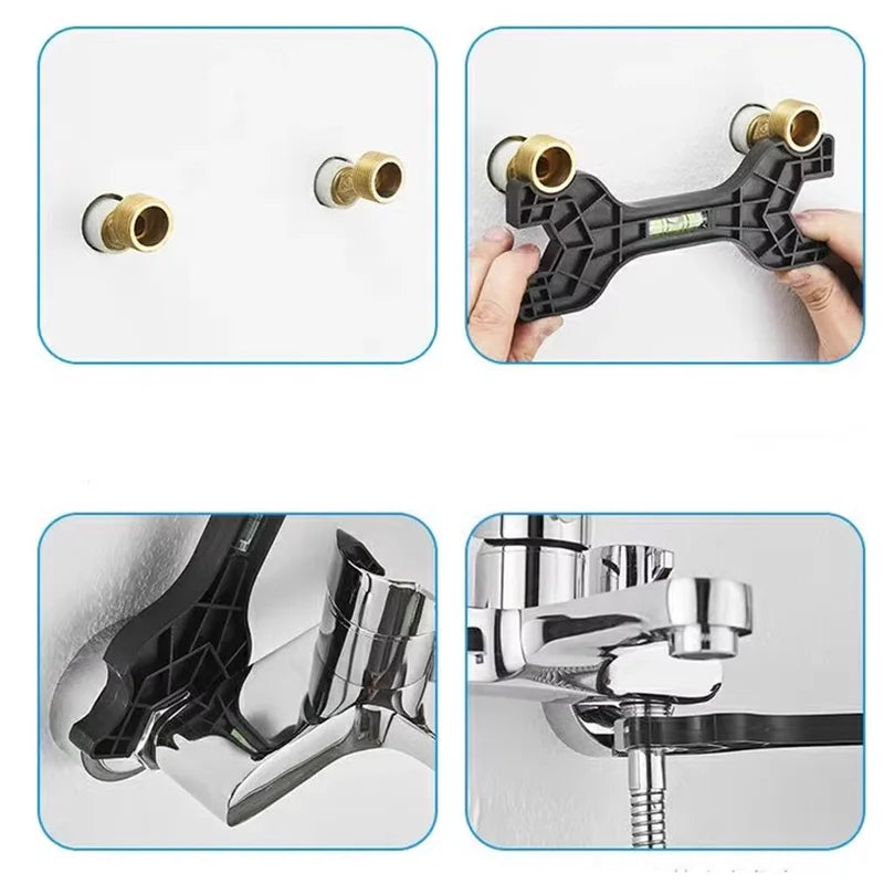 Multifunctional Dual-Headed Wrench with Integrated Level for Plumbing Repairs and Household Faucet Maintenance